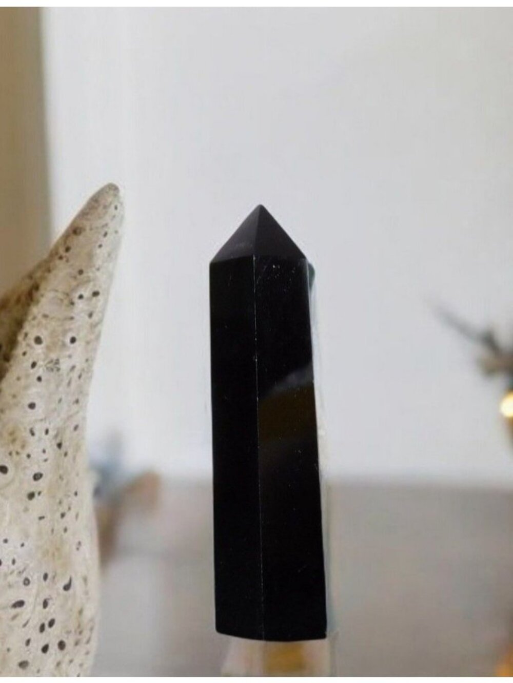 Black Obsidian Crystal Tower Point 3" For Healing Meditation & Home Decor